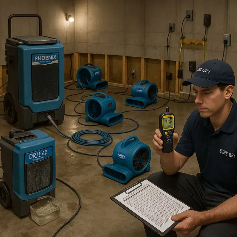 Structural Drying and Dehumidification process in New Hope, MS